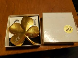Gerity 1984 Four Leaf Clover Paperweight - 24 Karat Gold Electro Plate - 50th Ed