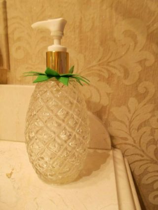 Vintage Avon Glass Decanter Empty Pineapple Pump Dispenser Soap/lotion