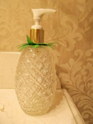 Vintage Avon Glass Decanter Empty Pineapple Pump Dispenser Soap/Lotion 2
