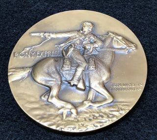 Pony Express 2 7/8 Inch Diameter Bronze Medallion Paperweight