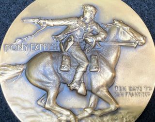 Pony Express 2 7/8 Inch Diameter Bronze Medallion Paperweight 3