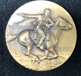 Pony Express 2 7/8 Inch Diameter Bronze Medallion Paperweight 5
