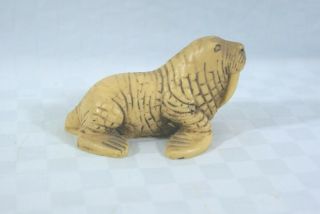 Vtg Walrus Carved Animal Figurine - Made In England - 3 1/2 Inches