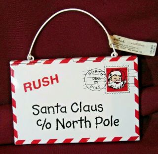Hallmark Letter To Santa Rush Metal Envelope Door Hanger Ornament Htf