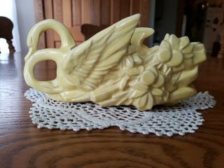 Vintage Usa Swans Pottery Planter Yellow 8 " W×3 " ×4 " T