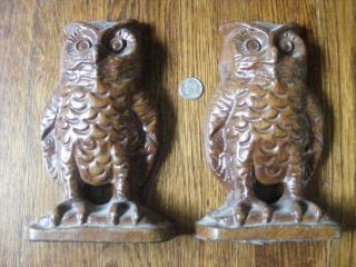 Vintage Cast Iron Owl Bookends