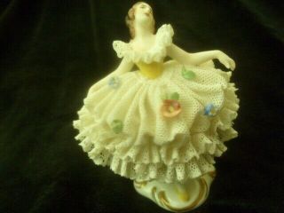 Vintage Aelteste Volkstedt German Porcelain Figurine Dresden Lace Ballerina