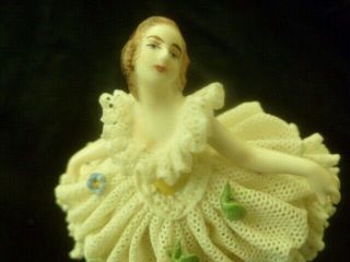 Vintage AELTESTE VOLKSTEDT German Porcelain Figurine DRESDEN Lace BALLERINA 4