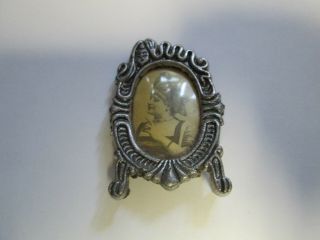 Vintage Miniature Ornate Metal Picture Frame With Black And White Picture 2 "
