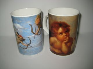 2 Dunoon Angels Cups Mugs By Raphael Fine Bone China Made In England