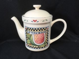 Certified International Susan Winget Watermelon Tea Pot And Lid Folk Art