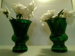 Vintage Napco Green Glass Floral Vase 1172 Cleveland Oh Rare 2 For 1 Price.