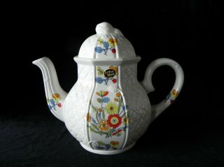 Arthur Wood Trentham White Floral Teapot Vintage England