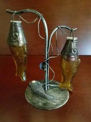Vintage Salt And Pepper Shakers 1393 Glass Fish Hanging