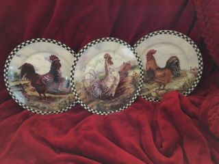 Rooster Set Of 3 Porcelain Plates - Kitchen Decoration Only