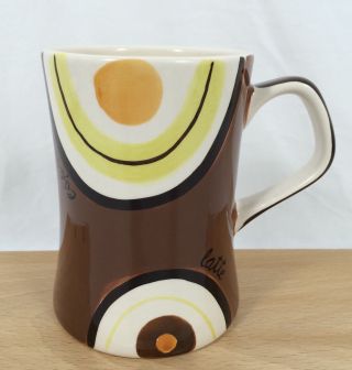 Hues N Brews 20 Oz.  Mug Mocha Java Latte Espresso Brown Yellow Orange Ceramic 5 "