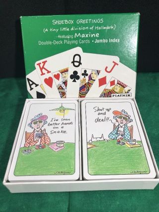 Set 2 Decks Shoebox Greetings Maxine Jumbo Index Playing Cards Piatnik Austria