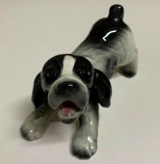 Vintage Goebel Black & White English Springer Spaniel Dog Figurine W Germany