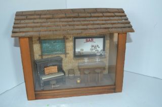 Vintage Miniature Wall 3 - D Diorama Bar Shadow Box