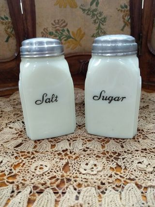 Vintage Milk Glass Salt And Sugar Shakers