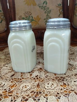 Vintage Milk Glass Salt And Sugar Shakers 2