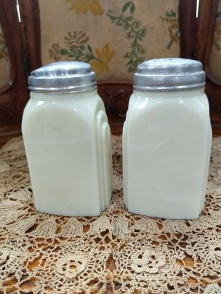 Vintage Milk Glass Salt And Sugar Shakers 3