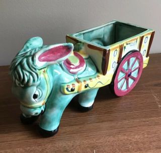 Vintage Donkey Pulling Cart Planter Japan