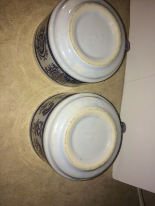 Set Of 2 Vintage Soup Mugs Blue Brown Stoneware Roosters Soup Coffee Tea Japan 4