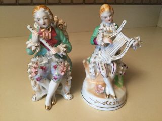 Vintage Made In Japan Victorian Colonial Couple Man & Woman Figurines