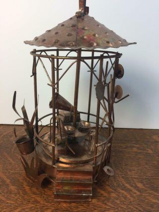 Vintage 1970s Music Box Copper Tin Gazebo Art Sculpture Plays " Tea For Two "