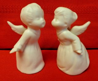 Vintage Schmid Bros.  Ceramic Kissing Angel Figurines Made In Japan