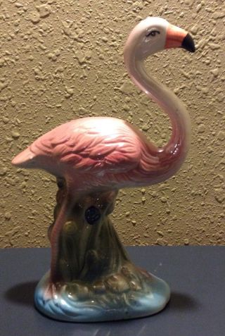 Vintage 10” Ceramic Pink Iridescent Flamingo Figurine Colors