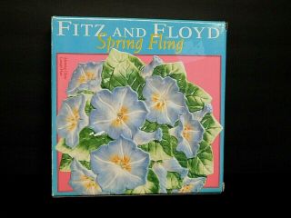 2003 Fitz And Floyd " Spring Fling " Morning Glory Canape Dish Nib