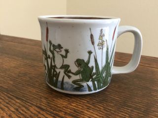 Vintage Frog In Pond Water Stoneware Coffee Mug Tea Cup Otagiri Japan