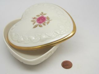 Collectibles Lenox Heart Shape Candy Dish With Roses Made In Usa