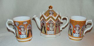 Sadler - King Henry Viii And His Six Wives - Teapot W/ 2 Cups/mugs