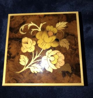 Small Vintage Inlaid Wood Wooden Jewelry Box Made in Italy Italian Flower Floral 4