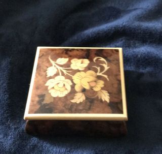 Small Vintage Inlaid Wood Wooden Jewelry Box Made in Italy Italian Flower Floral 5