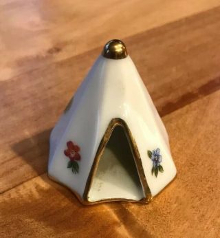 Vintage Limoges France Porcelain Miniature Dollhouse Teepee Tent Courting Couple