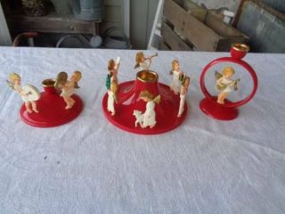 Vintage German Christmas Angel Candle Holders Cute Set Of 3