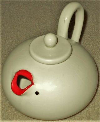 Vtg Fitz & Floyd Ceramic Teapot Lip Service Marilyn Monroe Red Kiss Pitcher 1978