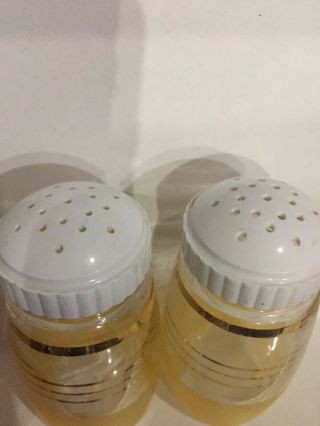 Vintage 70s Salt & Pepper Shakers - Glass with Yellow Frosted Bottom and Gold St 2