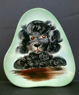 Hand - Painted Mid - Century Modern Ceramic Poodle Dog Puppy Decorative Dish Tray