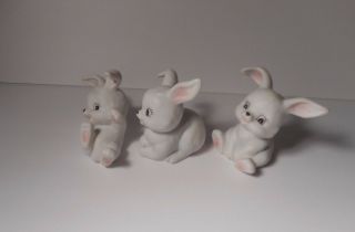 Three Homco Playful White Bunnies 1458 Retired 4