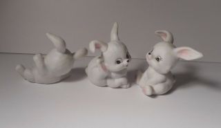 Three Homco Playful White Bunnies 1458 Retired 5