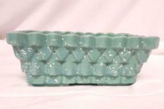 Vintage Upco Pottery Planter Green Speckles 3.  5 " Tall Decorative Ridged