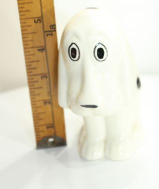 Hound Dog Figurine Black White With Large Eyes Vintage Hang Dog Look