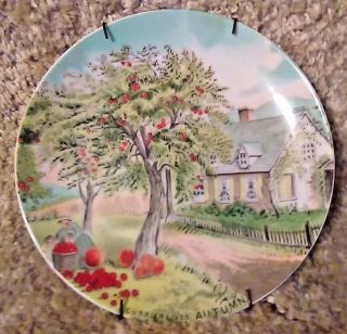 Currier And Ives Autumn Plate With W Shaped Spring Hanger Japan