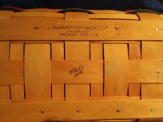 Longaberger Handwoven Basket 1999 Red Green Bread Basket 4