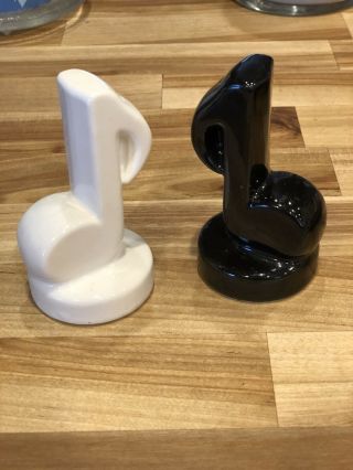 Vintage Music Note Salt And Pepper Shakers Black And White Deco Designs 1980